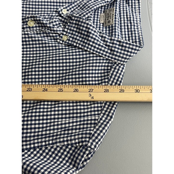 J. Crew Mens Casual Button Down Shirt XL Blue White Checkered Long Sleeve - Picture 9 of 12